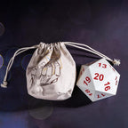Large D20 Foam DND Dice, 80mm Spindown D&D RPG 20 Sided Dice with Drawstring Bag for Role Playing Games （White ）