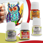 Pebeo Vitrea 160 Glass Paint - Transparent Colour Glossy and Brilliant - Made in France - DIY Craft Paint for Stained Glass and More - Set of 8 Colors Bundled Application Brushes