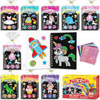 FUNNYB&G Foil Art Party Favors for Kids - 24 Pack Foil Art Crafts Kits Coloring Books, Goodie Bag Stuffers Party Favors for Kids 4-8 8-12, Bulk Birthday Classroom Prizes Girls Boys Gifts Halloween