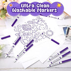18 Pcs Line Washable Markers Bulk Purple Fine Tip Markers Set Coloring Thin Tip Drawing Washable Pen for Kids Toddler Teacher Art School Classroom Back to School Gender Reveal Party Supplies,Ages 6+