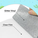 Silver Glitter Heat Transfer Vinyl 12Inch*6FT Glitter Iron on Vinyl for T Shirts Easy to Cut and Weed Compatible with All Cutter Machines HTV Vinyl Iron on for Cricut (Silver12Inches*6Ft)