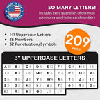 209 Pcs 3 in. White Bulletin Board Letters & Numbers, Capital Letters, Numbers, Punctuation, US Made Card Stock Punch Out Letters for Poster, Bulletin Board, Classroom
