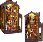 ISSEVE Book Nook Kit - DIY Miniature Dollhouse Booknook for Adults Teen, 3D Wooden Puzzle Tiny House Kit Bookshelf Decor, Gifts for Men Women Halloween Christmas Birthday (Art Studio)