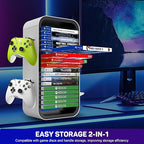 wigmoa OYO-1【15.8INCH】 game Storage Tower Compatible with PS5/ Xbox Series S & X/Switch, Universal Video Games Discs Organizers 18 PCS with 4 Controllers Holder, Game Disk Box Stand.(White/Black)