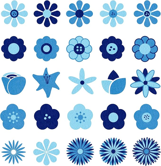 Whaline 18Pcs Felt Fabric Sheets Assorted Blue Craft Felt Pack for Winter Xmas DIY Craft Sewing Patchwork Art Projects, 3 Colors, 7.9 x 11.8 Inch