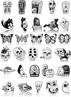 Ferraycle 30 Pieces Halloween Enamel Pins Set Horror Enamel Pins for Backpacks Cool Skeleton Ghost Butterfly Cat Lapel Pin Steampunk Brooches Pin for Hats Clothes Women Men