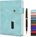 A5 Lined Leather Journal Notebook for Men Women,5.9" X 8.4" Hardcover Journal with Pen,200 Pages 100 Gsm Thick Ruled Paper Daily Diary for School,Travel,Business,Work,Home Writing