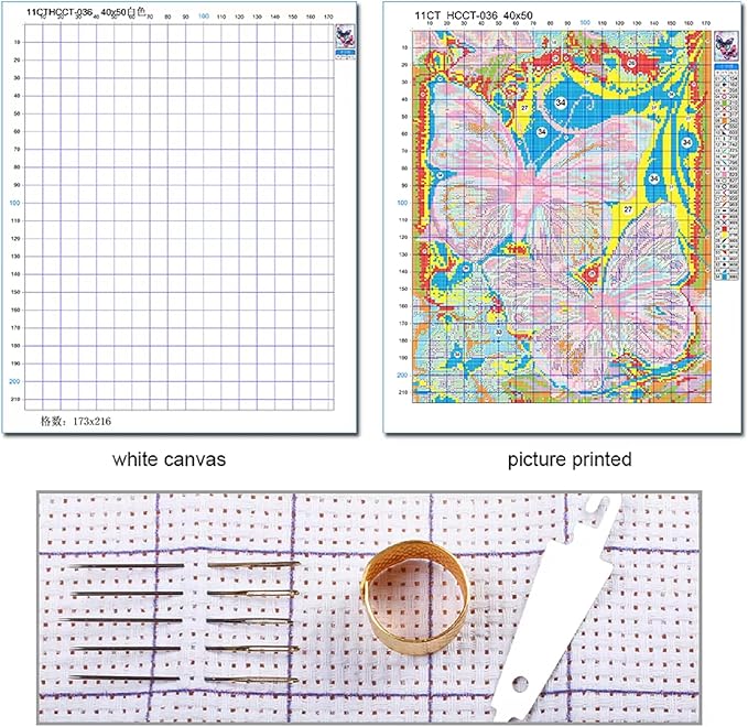Redxing Stamped Cross Stitch Kits Full Range of Embroidery Starter Kits- Needlepoint Counted Cross Stitch Kits for Beginner Adults 11CT Printed Embroidery Kit-Abstract Cat 18x18 inch