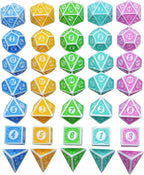 SmartDealsPro Retro Polyhedral Dice Sets with Pouches for D&D DND RPG MTG Dungeon and Dragons Table Board Roll Playing Games D4 D6 D8 D10 D% D12 D20
