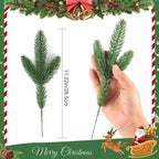 Hananona 150 Pcs Artificial Pine Branches Christmas Greenery Pine Picks DIY Cedar Picks and Sprays Accessories for Christmas Garland Wreath and ChristmChristmas Home Decor (150, Green)