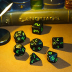 7-Die DND Dice Set Polyhedral Dice Set with a Leather Dice Bag, D&D Dice Set for Dungeons and Dragons, RPG Table Games (Black)