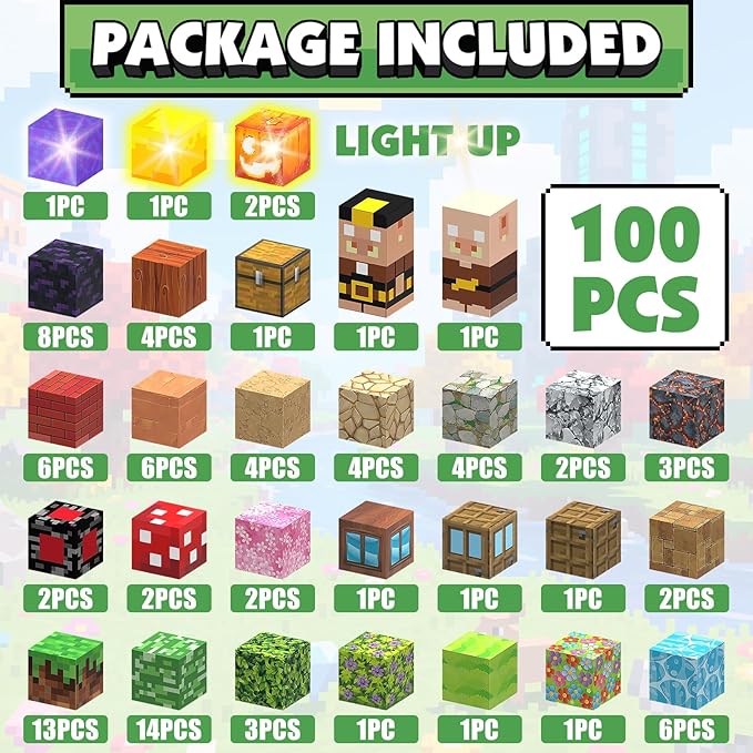 Magnetic Building Blocks, Magnetic Blocks STEM Construction Toys, Montessori Sensory Stacking Toys for Toddlers, Magnet Cubes with Light Blocks, Christmas Birthday Gifts for Kids Age 3 4 5 6 7 8-12