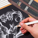 31 Drawing Sketching Pencils Kit, Portable Artist Supples Travel Case Set has Graphite, Charcoal, white color pencil, Blending Stump, gift for Adults Beginners for Drawing Sketch