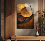 My Photostation.com 27Wx43H'' Bronze Art Deco Geometric Motifs Glass Wall Art Tempered Glass Printing Wall Decor Large Wall Art Wall Hangings
