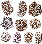 Royal Kraft Floral Wooden Printing Stamps (Set of 10) - DIY Henna Fabric Textile Paper Clay Pottery Blocks Htag2176