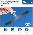 Wukong 4 Pack | 30x3cm(11.81 x 1.18) Magnetic Stainless Black Boards Strips, Adhesive Backing Bulletin Bar Board, Memo Board with 16Pcs Colorful Magnets for Office, Home, Photo Wall, Documents