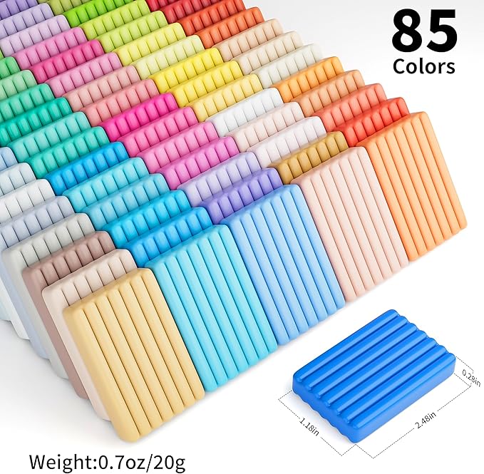 Polymer Clay 85 Colors, Modeling Clay for Kids, Oven Bake Molding Clay Kit,DIY Starter Kits with Sculpting Tools and Accessories, Art and Craft Gifts for Kids and Adults.