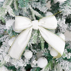 MEEDEE Gold & White Velvet with Rhinstone Edge Wired Ribbon 2.5 Inch Luxury Jeweled Ribbon 5 Yards Sparkling Rhinestone Trim for Christmas Tree, Garland, Wreaths, Holiday Home Decor, Wedding Decor