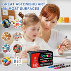 DICEKOO 240 Colors Acrylic Paint Markers, Soft Brush Tip Pens with Automatic Ink Control System, Waterproof, Quick-Drying, Lightfast, for Rock Painting, Canvas, Wood, Egg & DIY Crafts Art Supplies