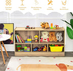 KOTEK Kids Storage Organizer, 5 Cubby Kids Bookshelf, Wooden 2-Layer Bookcase Storage Cabinet, Toy Shelf for Daycare, Nursery, School Classroom, Playroom, Living Room & Bedroom (Natural, 5 Cubes)