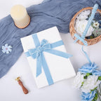 Vintage Sky Blue Velvet Ribbon Christmas Ribbon for Gift Wrapping Crafts Christmas Tree Ornaments Garland Decorations, 1 Inch X 25Yd