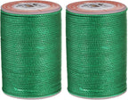 uxcell Round Leather Sewing Waxed Thread, 55m / 60 Yards Polyester Wax String, 0.80mm Wax Stitching Cord for Leather Crafts, Bookbinding, Bracelets Braided, Dark Green, 2pcs