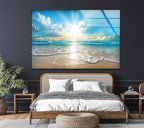 My Photostation.com 48Wx32H'' Beautiful Sunset & Ocean Glass Wall ArtTempered Glass Printing Wall Decor Large Wall Art Wall Hangings