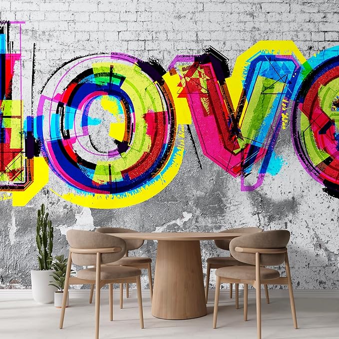wall26 Colorful Graffiti Large Wall Mural, Removable Peel and Stick Wallpaper, Home Decor - 108x168 inches