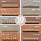 Byllstore Clay Texture Rollers | 10-Pack | 5 in x 0.65 in | Premium Pottery Tools