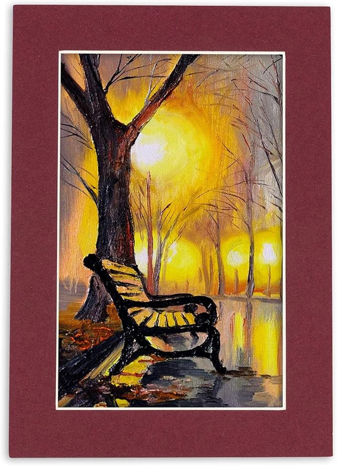 5x7 Mat for 8.5x11 Frame - Precut Mat Board Acid-Free Show Kit with Backing Board, and Clear Bags Maroon 5x7 Photo Matte Made to Fit a 8.5x11 Picture Frame Matboard for Framing, Pack of 10 Mats
