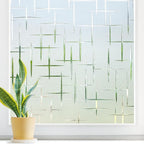 DOWELL Window Privacy Film Frosted Glass Window Film, Sun Blocking Non-Adhesive Glass Cling, Decorative Door Sticker, Self Static-Cling Tint Covering for Home Office, Cross Pattern 23.6" x 157.5"