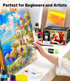 52 PCS Acrylic Paint Set with 12 Brushes, 2 Knives & Palette, 36 Colors (2oz/60ml) Art Craft Paint for Adults Kids Artists Beginners, Halloween Pumpkin Canvas Ceramic Rock Painting Kit