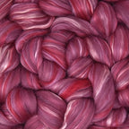 Merino Silk Luxe Tonal Designer Blend. Superfine Merino, Mulberry Silk, Tussah Silk. Top Roving for Spinning or Felting. Majestic Plum 1oz