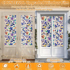 Window Privacy Film Stain Glass Window Film Rainbow Window Film Window clings Non-Adhesive Reusable Decorative for Room (Stained Leaf, 17.5 x 78.7 in)