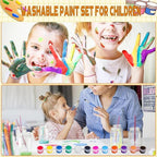DUA MAIGA 210 Pcs Mini Acrylic Paint Set,12 Colors Acrylic Paint Strips with 30 Pcs Paint Brushes for Kids & Adults, Kids Paint Set for Home Birthday Classroom Party Favors