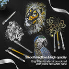 0.8mm Extra Fine Point 3 Colors Gel Pen Set White,Gold and Silver Gel Ink Pens for Artists Drawing on Black Paper, Sketching, Bullet Journaling & Holiday Crafts