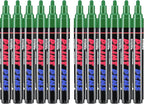 Green Paint Pens Paint Markers - 12 Pack Permanent Quick Dry Waterproof Marker Pens for Rocks Wood Fabric Plastic Canvas Glass Mugs Metal Tire Stone