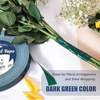 Green Floral Tape - Flower Wrap Adhesive Tape Bouquet Stem Wrapping and Floral Crafts, Wedding Bouquet Tape - 3/4 inch Wide and 180 FT Long