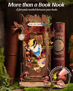 ROBOTIME Book Nook Kit, Fairy Tale Princess DIY Miniature House Kit, Fall into Wonder 3D Wooden Puzzle Bookends, Tiny House Bookshelf Decor Creative Decorative Unique Gifts for Adults & Teens