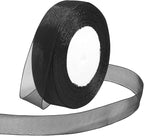 Ribbon for Gift Wrapping 3/4 inch Black Sheer Organza Ribbon for Flower Bouquet Tulle Thin Chiffon Ribbons for Wedding Invitations Christmas Halloween Presents Decorations Crafts 50 Yards