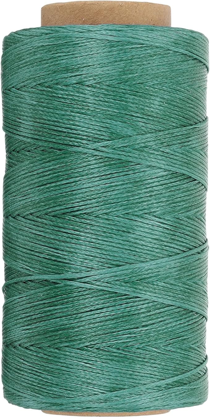 PATIKIL 284 Yard Flat Waxed Thread 150D 1mm Leather Sewing Cord for Repairing Shoes Bags Wallets Jewelry Making DIY Leather Craft, Green