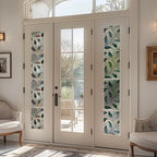 DKTIE Static Cling Decorative Window Film Vinyl Non Adhesive Privacy Film with Installation Kit, Multilayer UV Inkjet Technology, 3D Thickened Stained Film, Vintage Leaf Pattern, 35.4 x 78.7 Inches