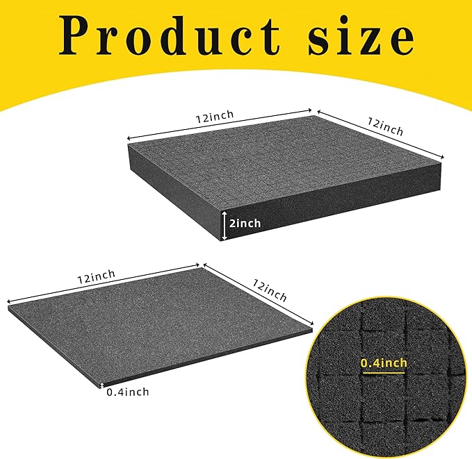 DECOHS 4 PCS Pick Apart Foam Insert- 2 Size Pick and Pluck Foam- Pluck Pre Cube Sheet Foams with Bottom Use for Board Game Box Cases Storage Drawer (Length 12 Inch)
