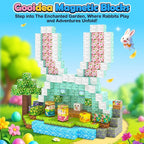 108PCS Magnetic Blocks Kids Magnet Toys, Large 1 inch Building Cubes with Puzzle Panel, Mine Magworld Easter Bunny Garden Building Crafts, Sensory Learning Toys Gift for 3+ Year Old Boys Girls