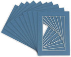 Pack of Ten Acid Free 8.5x11 Mats Bevel Cut for 7x9 Photos - Steel Blue Precut Matboards With Backing Boards and Self Seal Photo Mat Bags For Pictures, Photos, Framing - 4-ply Thickness
