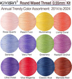 10-Year Popular Assorted Colors Round Waxed Thread -0.55mm 70 Yards 12 Spools Stiff Polyester Wax Cord for Beading, Leather Sewing, Bookbinding, Bracelets Braiding, Micro Macrame Craft Making