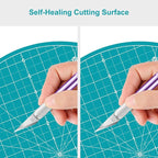 Headley Tools 13"x13" Round Rotating Cutting Mat, Self Healing Mat with 360-Degree Rotation & Anti-Slip Base, Sewing Board Cutting Mat Perfect for Fabric Quilting Leather Hobby Project, Turquoise