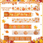 12 Rolls Fall Wired Edge Ribbon for Wreaths 2 Inch x 60 Yards Maple Leaves Pumpkin Burlap Ribbon Thanksgiving Plaid Crafts for Autumn Harvest Party Decoration Supplies, 12 Styles