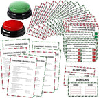 Christmas Friendly Feud Game with 2 Answer Buzzers, Holiday Feud Cards for Family Game Night Fun Trivia Quiz for Xmas Party Office Class Groups Team Building