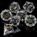 ARUOHHA DND Resin Dice Dragon Eye Dice Liquid Core Red Sharp Edged Dice Set with Gift Box, Polyhedral D and D Dice Set Role Playing Game D20 D12 D10 D8 D6 D4